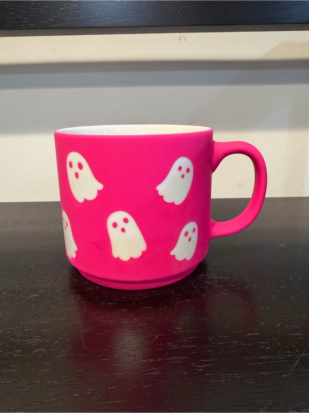 Sunday Morning Ceramics "Too Cute To Spook" Hot Pink Ghost Mug - Picture 2 of 7